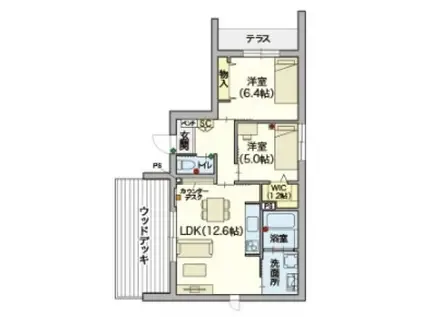 LOISIR壽光(2LDK/1階)の間取り写真