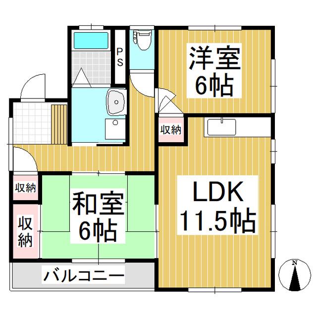 コーポ上原(2LDK/1階)の間取り写真