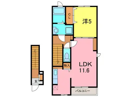 ビオーラ・RIN桜井町(1LDK/2階)の間取り写真