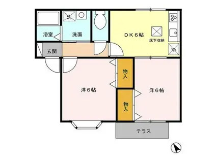 ミッテ・ベルク(2DK/1階)の間取り写真