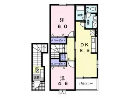 サン・ビ・アレイド加茂A(2DK/2階)の間取り写真