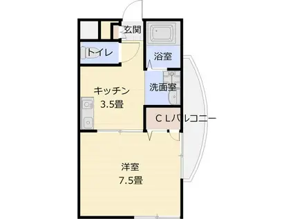 メゾンエトワール(1K/1階)の間取り写真
