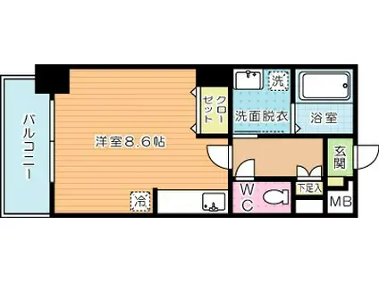 ベルガ南小倉(ワンルーム/6階)の間取り写真