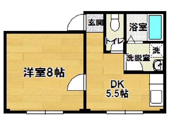 レジデンス聖B(1DK/2階)の間取り写真