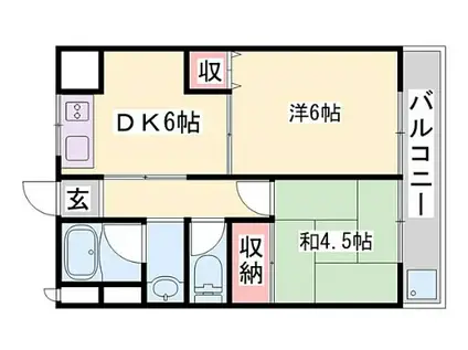 西三木マンションB(2DK/3階)の間取り写真