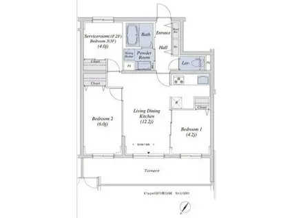 DEAR WAN COURT 練馬平和台(2SLDK/1階)の間取り写真