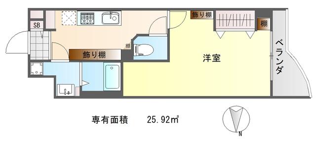 デトムワン銀閣寺道(1K/4階)の間取り写真