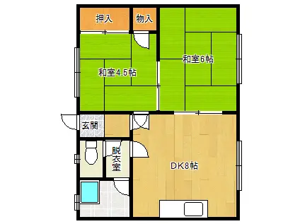 十条ハイツ(2DK/1階)の間取り写真