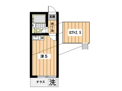 コーポ烏山(ワンルーム/1階)の間取り写真