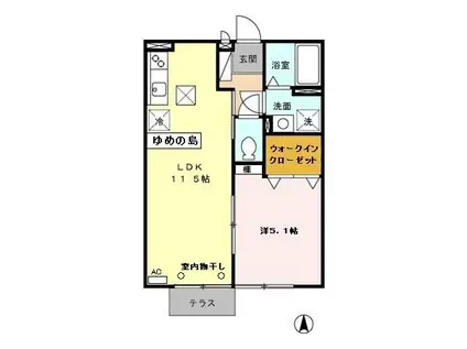 モナリエ長瀬(1LDK/1階)の間取り写真