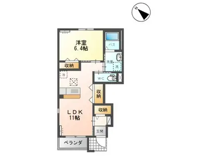 プラムフィールド(1LDK/1階)の間取り写真