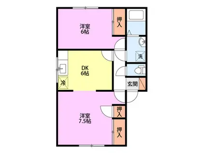 アヴニール(2DK/2階)の間取り写真