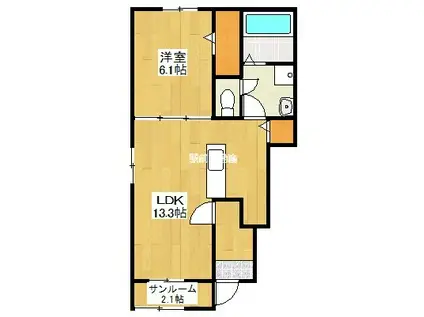 メゾン・ボヌールII(1LDK/1階)の間取り写真