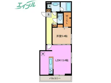 ディーシャンブル 北町(1LDK/3階)の間取り写真