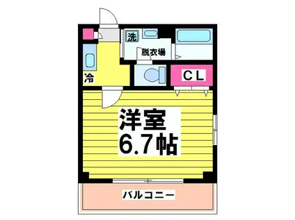 メゾン多摩第3(1K/2階)の間取り写真