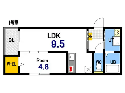 アドバンス矢野西 A棟(1LDK/1階)の間取り写真