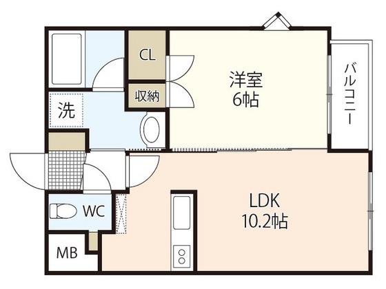 ルミエールA館(1LDK/4階)の間取り写真