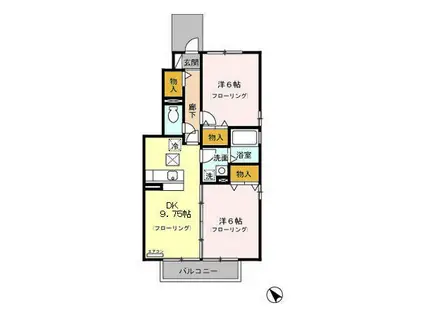 アミティ加茂川(2DK/1階)の間取り写真