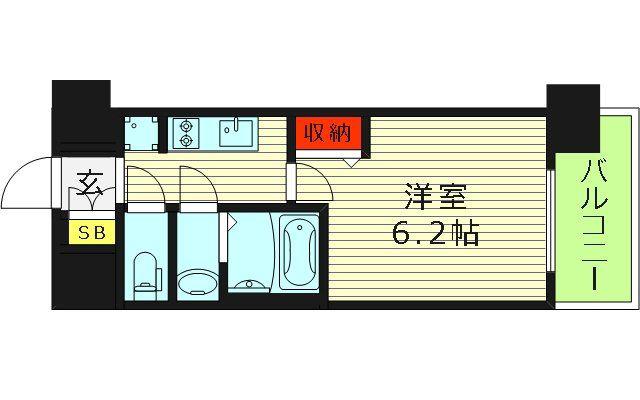 プレサンス京橋GREEN YARDアルミラ(1K/2階)の間取り写真