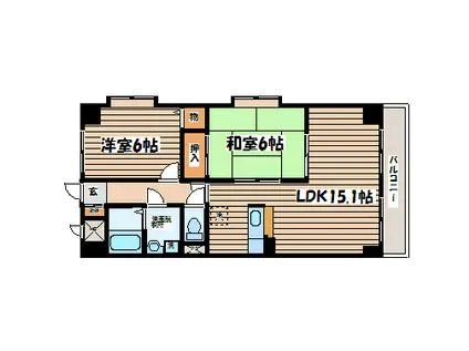 ファンテージ八乙女(2LDK/6階)の間取り写真