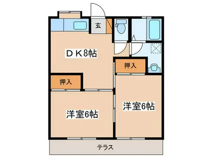 星崎アパート1号棟(2DK/1階)の間取り写真