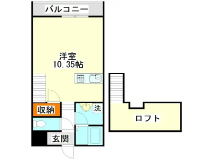 マーブル(ワンルーム/1階)の間取り写真