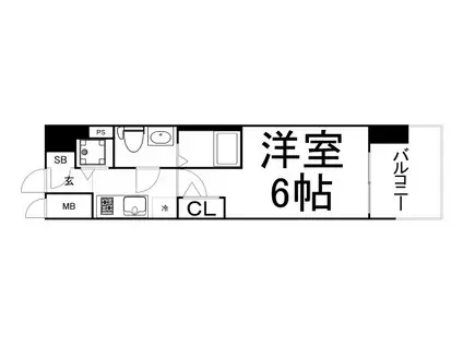 エスリード京橋桜ノ宮公園(1K/7階)の間取り写真
