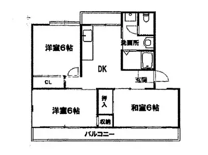 ハイツ中吉野(3DK/3階)の間取り写真