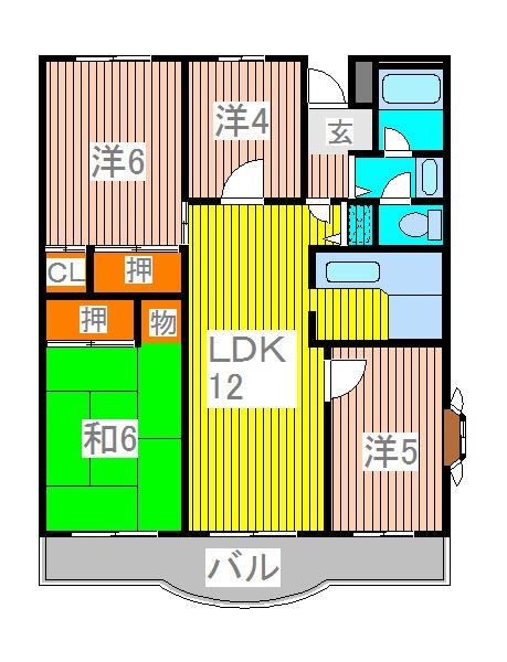 ドルフ・ヤマノウチ B(3SLDK/3階)の間取り写真