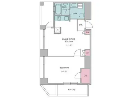 GARDEN I′LL YOTSUYA(1LDK/10階)の間取り写真