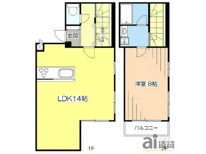 AIFORT東村山(1LDK/1階)の間取り写真