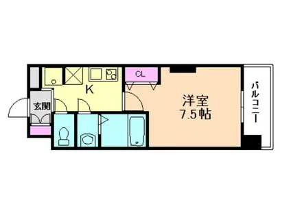 LUXE三国II(1K/6階)の間取り写真