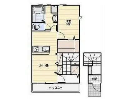 LOTUS河輪(1LDK/2階)の間取り写真
