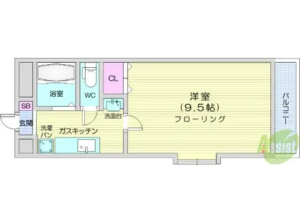 ロイヤルパーク柏木(1K/4階)の間取り写真