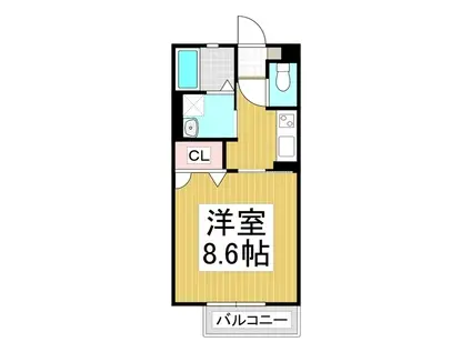 コンフォーティアちの(1K/1階)の間取り写真