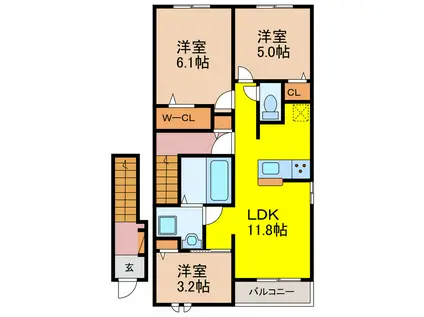マーベラス サライB(3LDK/2階)の間取り写真