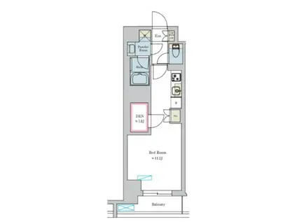 BRILLIA IST 池尻大橋(ワンルーム/1階)の間取り写真