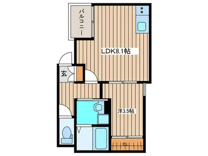 フォルテ河原町(1LDK/3階)の間取り写真