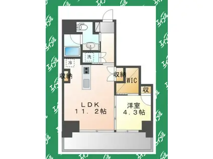 栄タワーヒルズ(1LDK/17階)の間取り写真