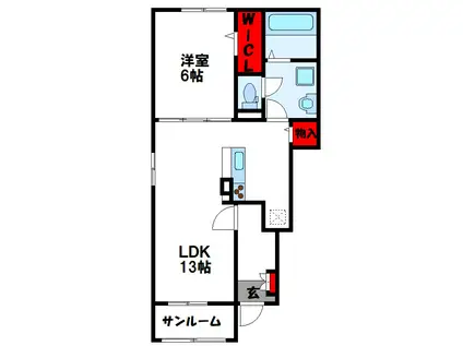 RICCOBENE(1LDK/1階)の間取り写真