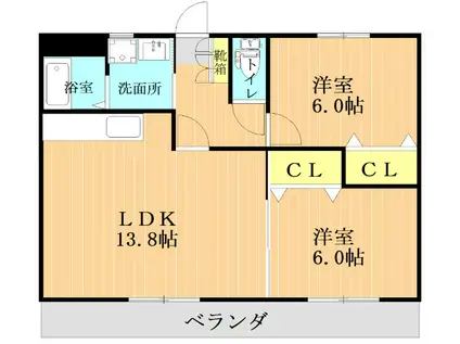 GRANDER(2LDK/3階)の間取り写真