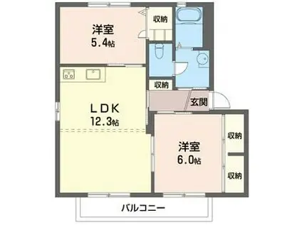 サニーテラス・ミヤIII(2LDK/2階)の間取り写真