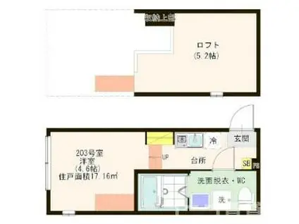 ハーモニーテラス青戸(1K/2階)の間取り写真