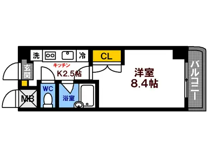 サンシャレオ城北(1K/12階)の間取り写真