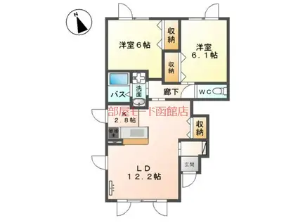 パルジュデビュール(2LDK/1階)の間取り写真