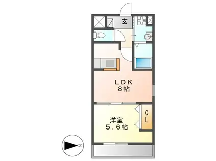 アイン橘(1LDK/9階)の間取り写真