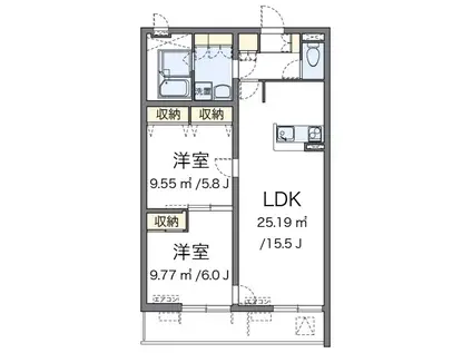 エクセルアサヒVI(ワンルーム/1階)の間取り写真