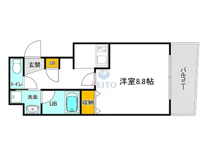 カルム小西II(1K/2階)の間取り写真
