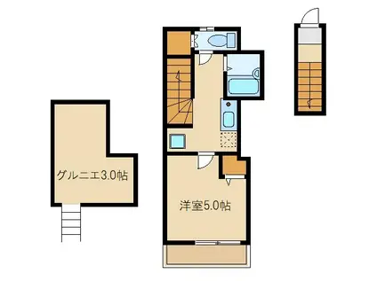 IKフラット4(1K/2階)の間取り写真