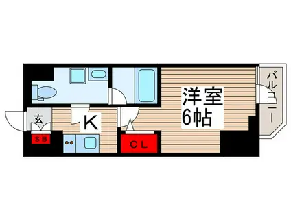 メインステージ松戸(1K/9階)の間取り写真